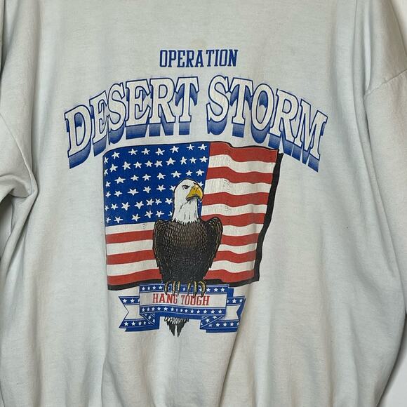 Vintage Operation Desert Storm Crewneck Sweatshirt XL White Veteran USA 90s - Picture 3 of 5